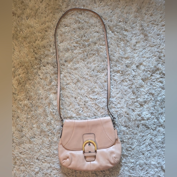Genuine Coach Pink Blush Leather Soho Buckle Flap Crossbody Purse shoulder Bag - Picture 9 of 13